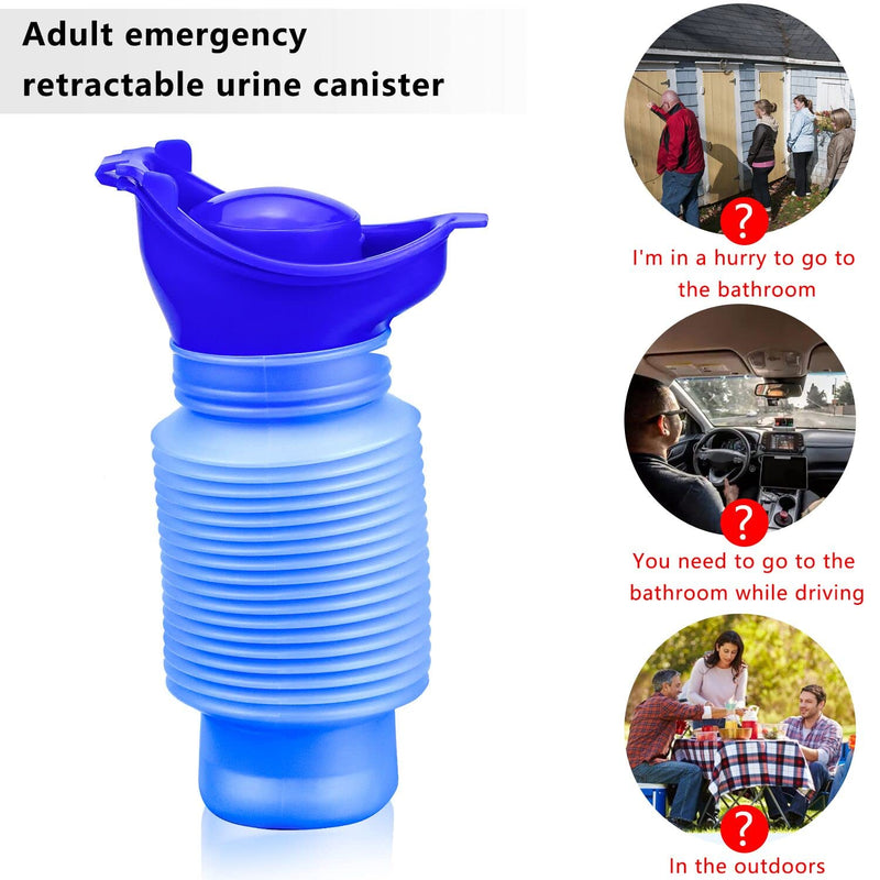 [Australia] - Shrinkable Urinal, 750ML Emergency Urinal Reusable Portable Mobile Toilet, Potty Pee Bottle for Male Female Camping Car Travel Traffic Jam and Queuing 