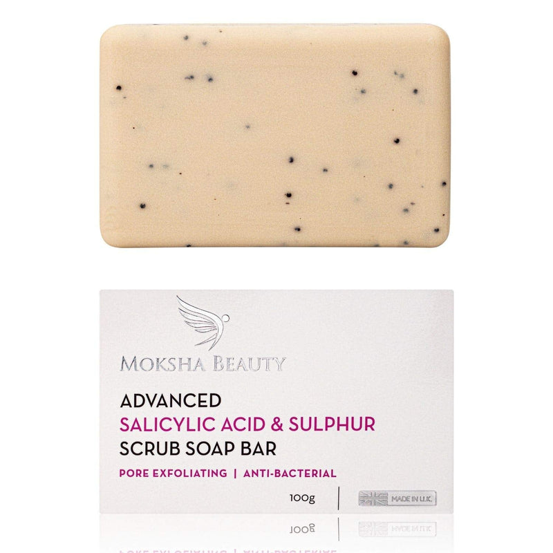 [Australia] - Sulphur Soap Bar with Salicylic Acid - [Made In U.K] Advanced Salicylic Acid & Sulphur Scrub Treatment Face Soap Bar | Paraben and Cruelty Free - 100g 