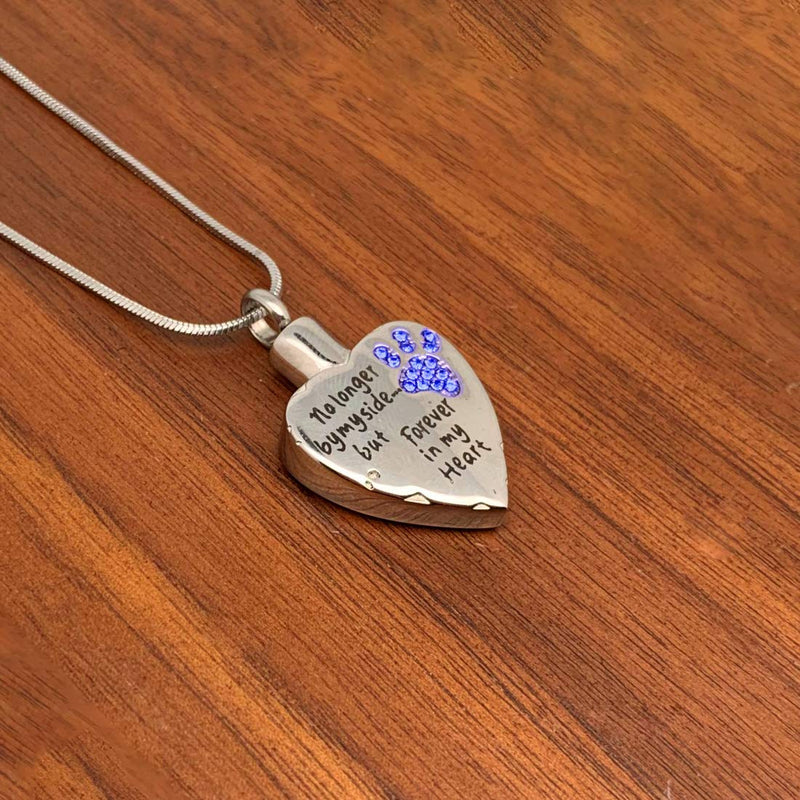 [Australia] - LYFML Cremation Jewelry Urn Necklace for Ashes for Pet Dog Cats, Engraved No Longer by My Side, But Forever in My Heart, Memorial Pendant Made of Titanium Steel, Support for Customization Blue 