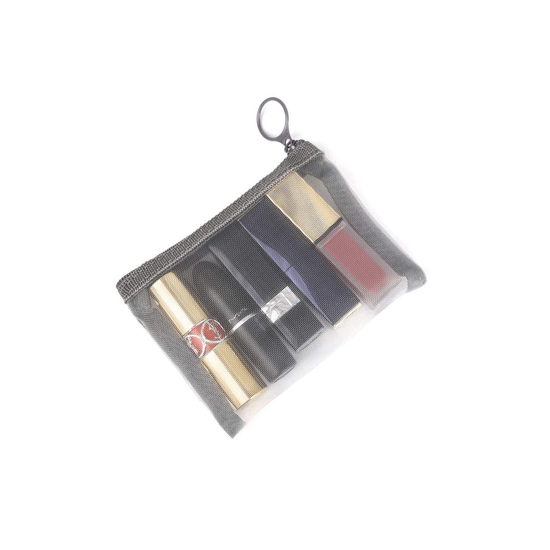 [Australia] - Patu Mini Zipper Mesh Bags, 4" x 5", Size S / A7, 5 Pieces, Beauty Makeup Lipstick Cosmetic Accessories Organizer, Small Travel Kit Storage Pouch, Gray 