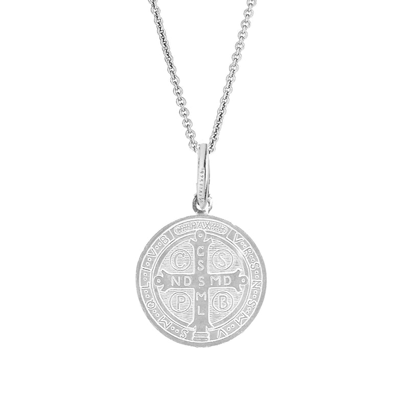 [Australia] - Ritastephens Sterling Silver San Benito St Saint Benedict Medallion Medal Pendant Necklace (3 sizes) 18.0 Inches 11mm (silver) 