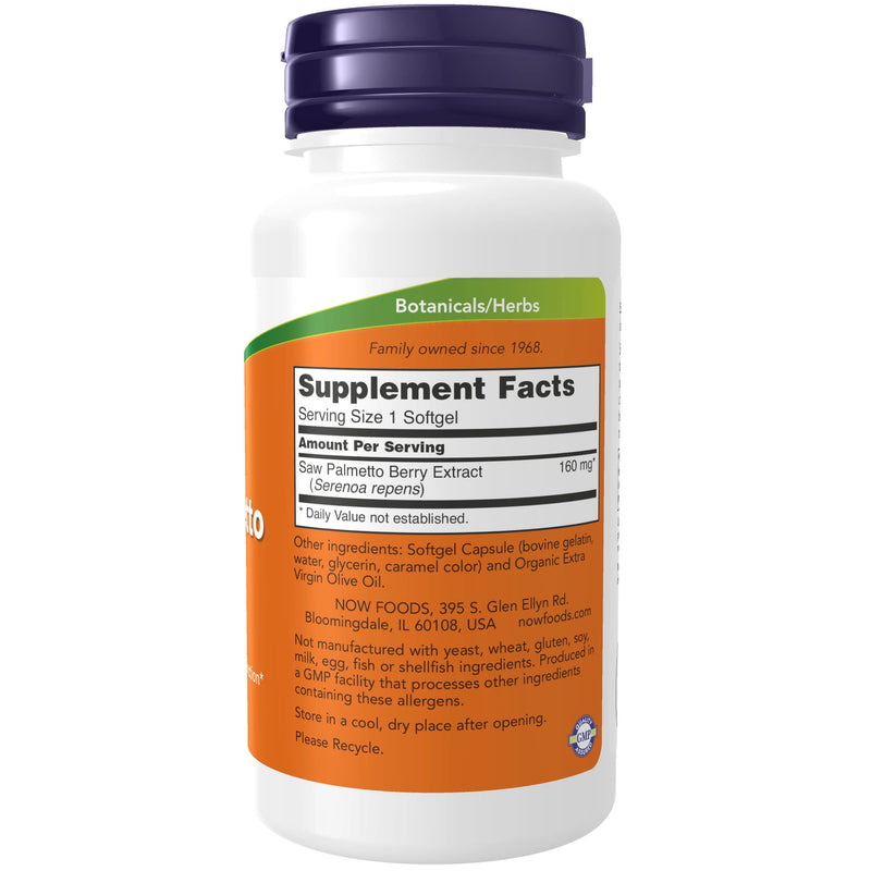 [Australia] - NOW Supplements, Saw Palmetto Extract (Serenoa repens) 160 mg, Men's Health*, 120 Softgels 120 Count (Pack of 1) 