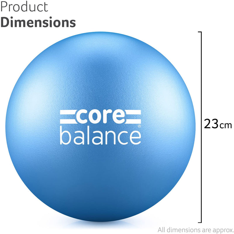 [Australia] - Core Balance Soft Pilates Ball 23cm / 9 Inch, Small Anti Burst, Yoga Exercise Fitness Physiotherapy Physical Training, Inflatable Straw For Easy Inflation, 200kg Weight Capacity Blue 