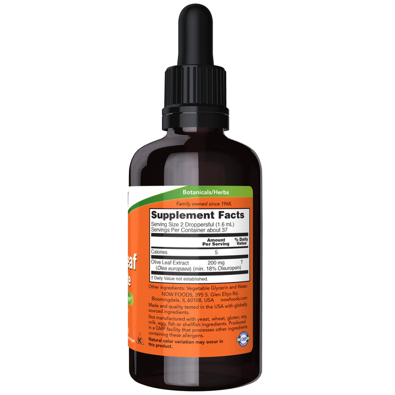 [Australia] - NOW Supplements, Olive Leaf Glycerite Liquid, 18% Oleuropein, Dropper Included, Free Radical Scavenger*, 2-Ounce 