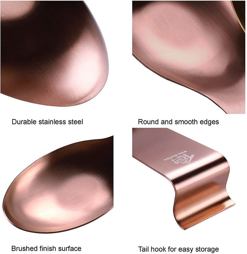 [Australia] - Vila KuChe Stainless Steel Spoon Rest for Kitchen Spoon Holder Counter Cooking Utensil Rest Spoon Heavy Duty Dishwasher Safe 2pcs(Rose Gold) Rose Gold 2pcs 