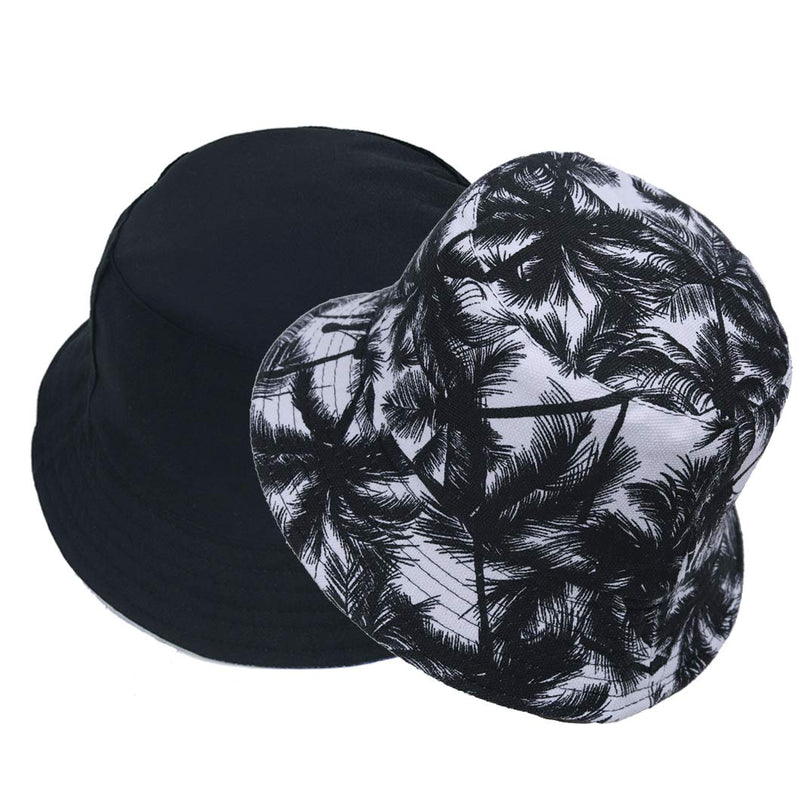 [Australia] - Ruphedy Unisex Bucket Hat Summer Cute Print Travel Beach Fishing Outdoor Sun Hats - Reversible & Packable BT-Black-A 