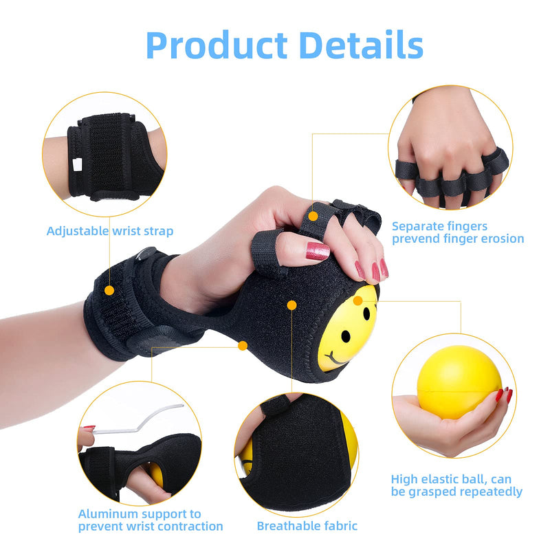 [Australia] - Anti-spasticity Ball Splint Hand Finger for Hand Stroke Hemiplegia Finger Recovery Spasm Dystonia Hemiplegia Finger Training Hand Functional Impairment for Children and Men and Women Medium 