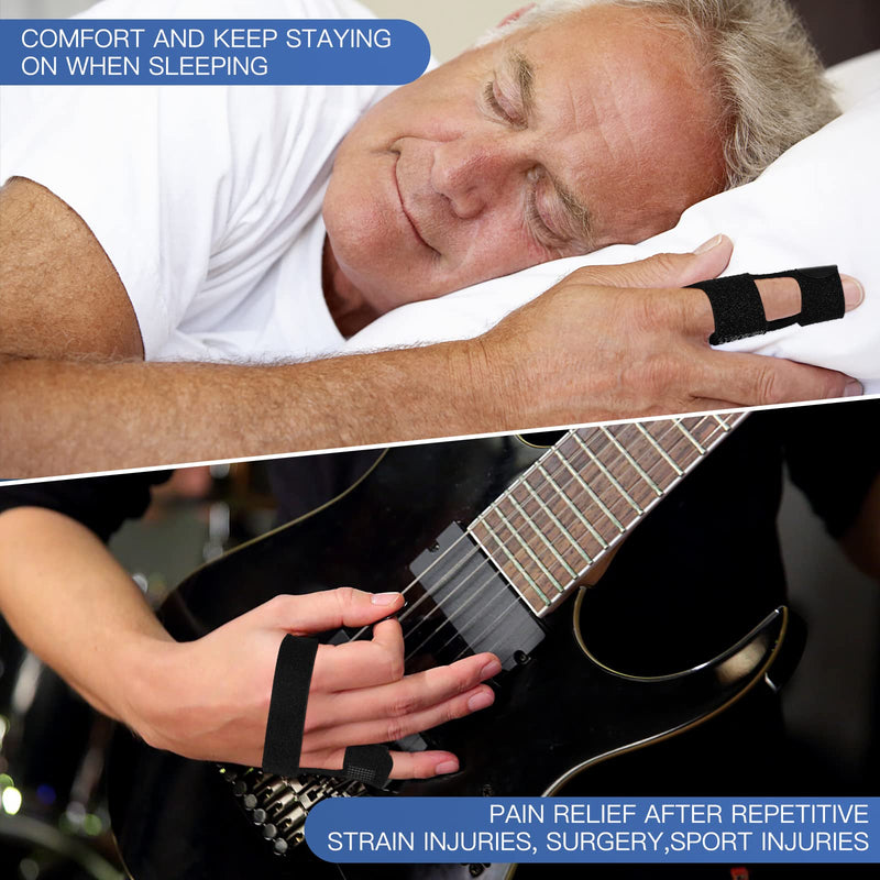 [Australia] - Trigger Finger Splint Knuckle Brace: 2 Pieces Adjustable Finger Padded Straightener for Right and Left Hand Index Middle Ring Pinky Support for Alleviating Finger Locking Popping Bending Stiffness Tendon Release and Pain Relief 
