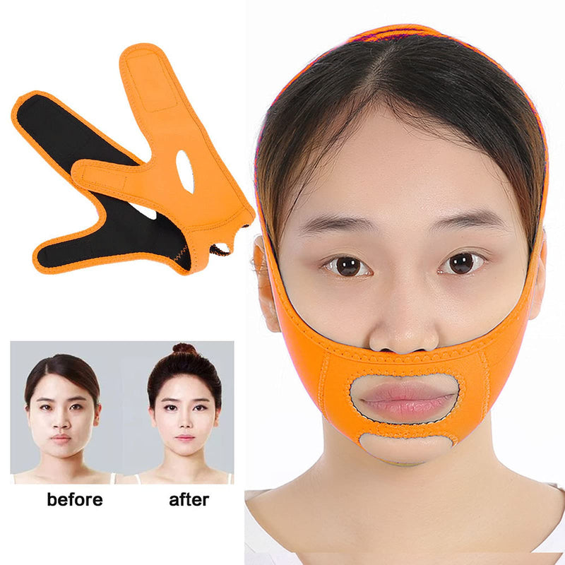 [Australia] - Face Slimming Mask, Face Slim Lift Tighten Beauty Skin Bandage Double Chin Remove V Shaped V Line Weight Loss Belt for Double Chin, Square Face, Baby Fat.(Orange) 