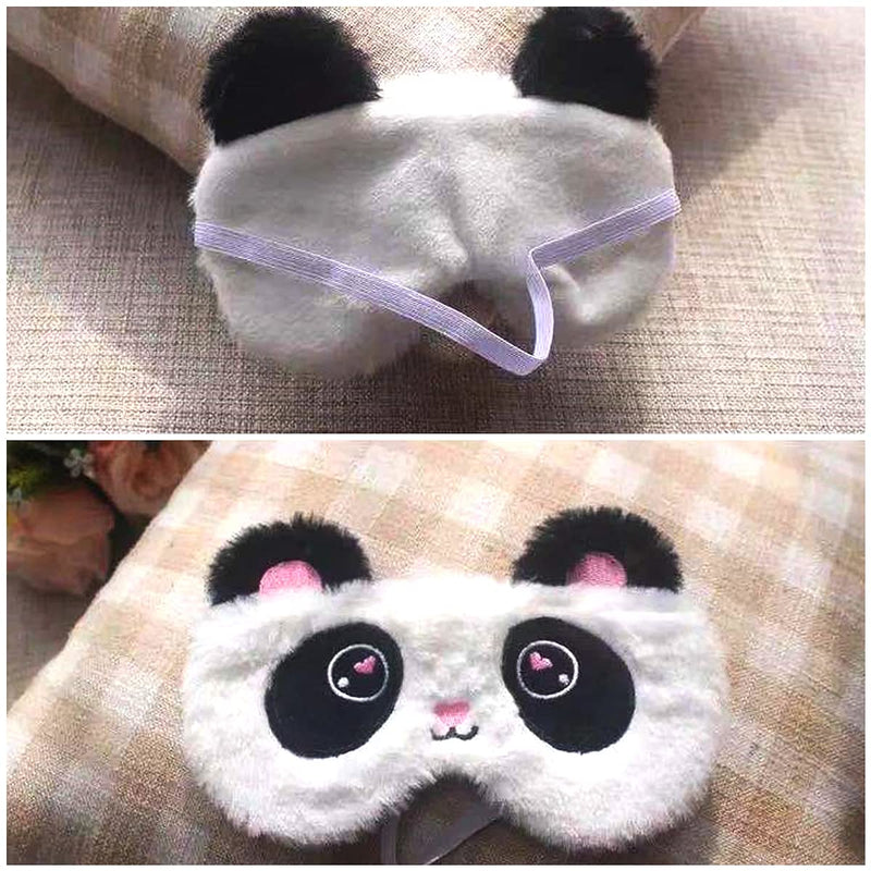 [Australia] - 2 Pcs Panda Fluffy Sleep Eye Masks Cute Animal Plush Eye Masks Elastic Sleeping Eye Covers for Travel, Office, Home Sleep Shading 