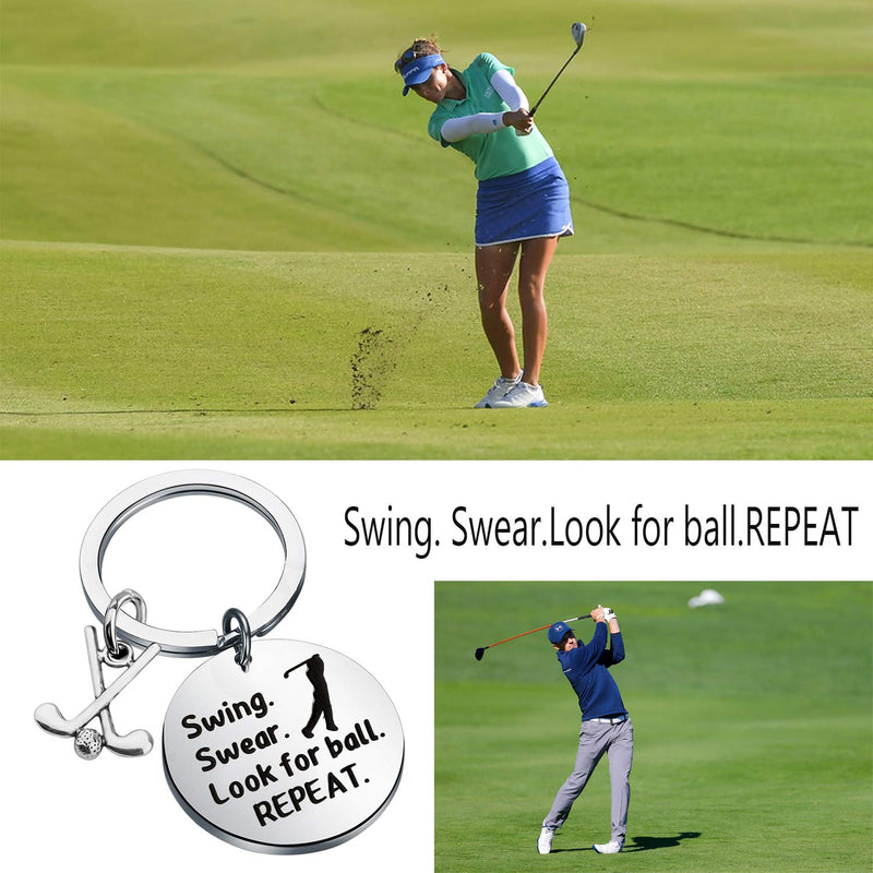 [Australia] - WSNANG Golf Keychain Swing Swear Look for Ball Repeat Keychain Golf Jewelry Gift for Golf Lover Golf Club Golf Coach 