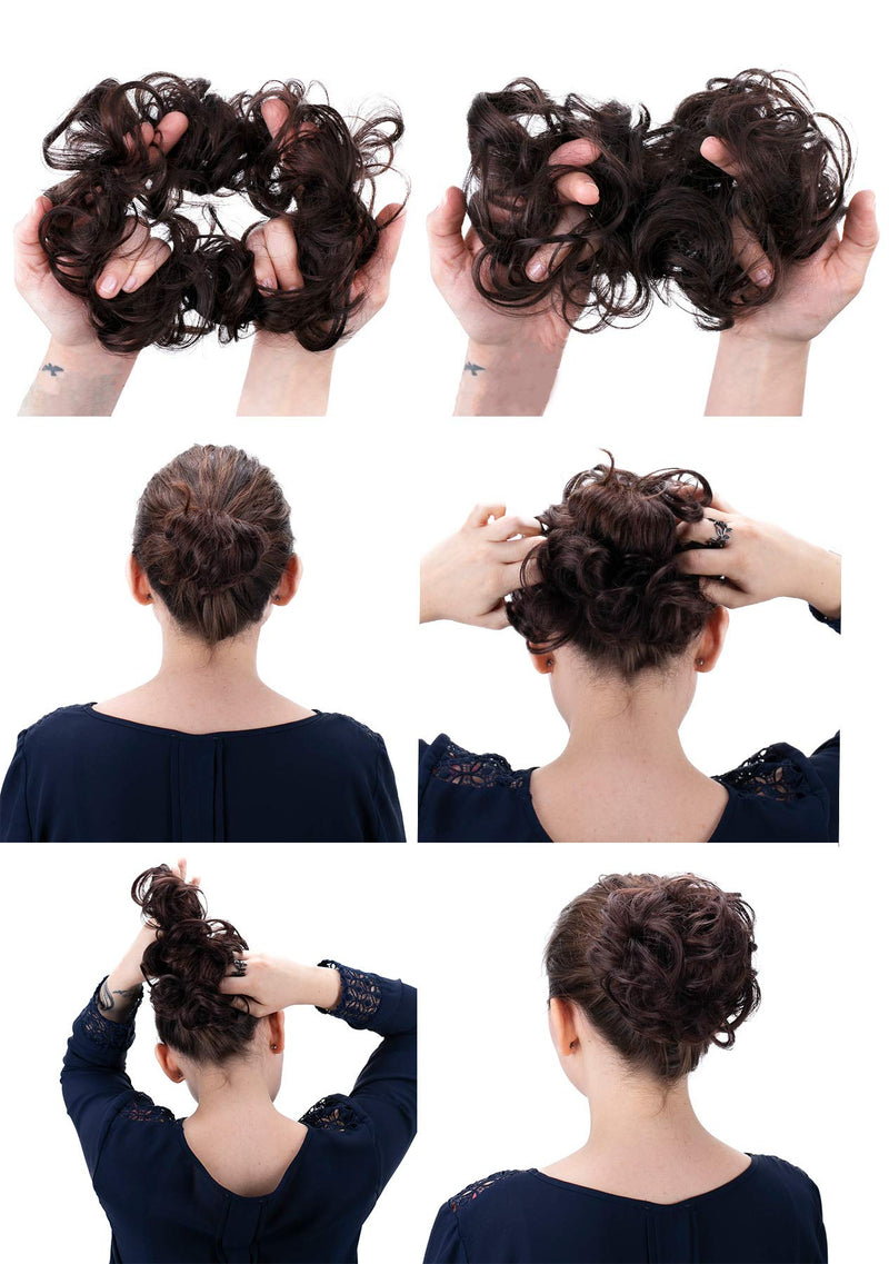 [Australia] - PRETTYSHOP XXL Hairpiece Scrunchy Updo Bridal Hairstyle Voluminous Wavy Messy Bun Black G1F black #1 G1F 