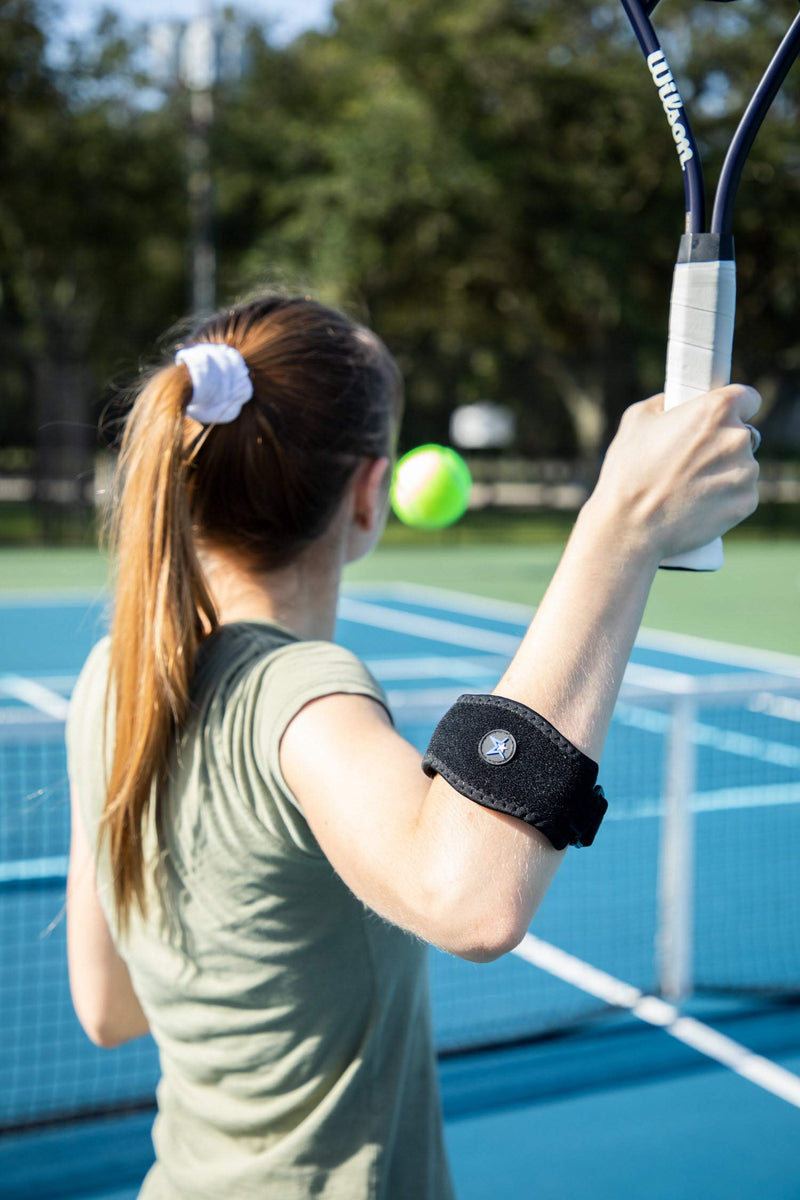 [Australia] - RiptGear Tennis Elbow Support Strap for Men Women - Smart Fit Locking Nylon Golfers Forearm Brace - Adjustable Tendonitis Protection - Home Gym Recovery Walking Running Workout Sports (Blue (1 Pack)) Blue (1 Pack) 