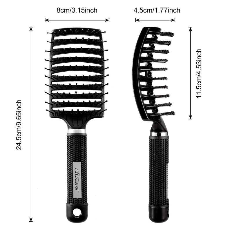 [Australia] - Curved Vent Brush and Hair Detangler, Professional Styling Hair Brush for Men Women , Vented Hair Brush for Faster Blow Drying ,Detangle Brush Suitable for Long Thick Curly Straight Dry Wet Hair Normal Black 