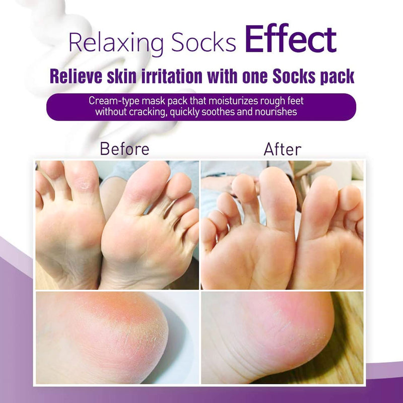 [Australia] - Epielle Relaxing Foot Masks (Socks 6pk) for Foot Heel to Toe and Callus Melatonin + Lavender Extract Deep Moisturizing 100% Vegan & Cruelty-Free, Beauty Gifts | Skincare Gifts | Skincare Party Favors Socks 6pk 