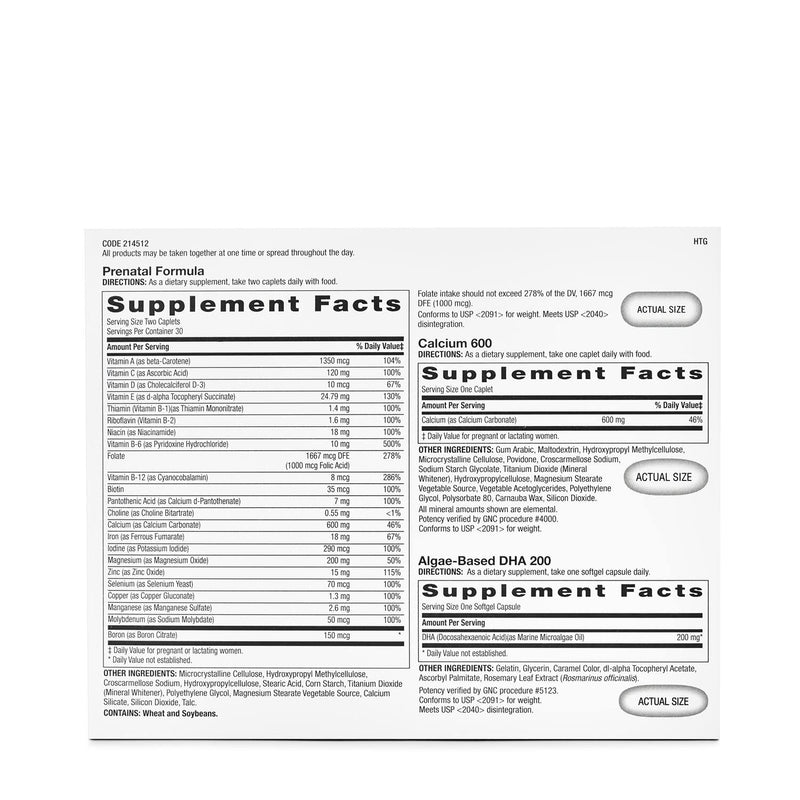 [Australia] - GNC Women's Prenatal Program | Daily Supplement System | Supports Healthy Development for Your Baby with Zinc & Iron for Fetal Needs | Targeted Prenatal and Pregnancy Essentials | 30 Packs 