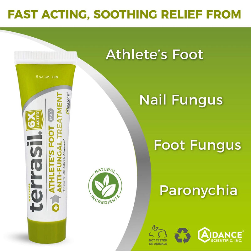 [Australia] - Athletes Foot Cream Treatment Extra Strength Max - Kills Foot Fungus 6x Faster Natural with Tea Tree Oil and Clotrimazole by Terrasil (25gm) 