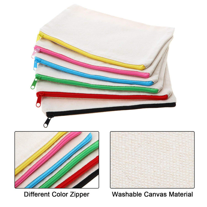 [Australia] - 12 Pieces Multipurpose Cosmetic Bag Makeup Pouches with Zipper Canvas Bag Pencil Pouch Travel Toiletry Bag for Women Girls DIY Design (M) M 