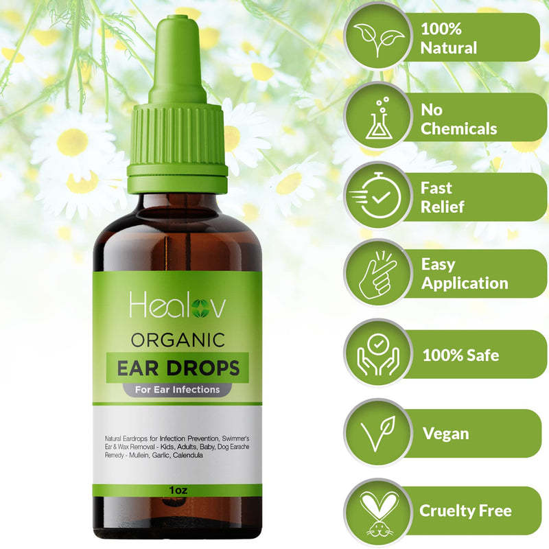 [Australia] - Organic Ear Oil for Ear Infections - Natural Eardrops for Infection Prevention, Swimmer's Ear & Wax Removal - Kids, Adults, Baby, Dog Earache Remedy - with Mullein, Garlic, & Calendula 