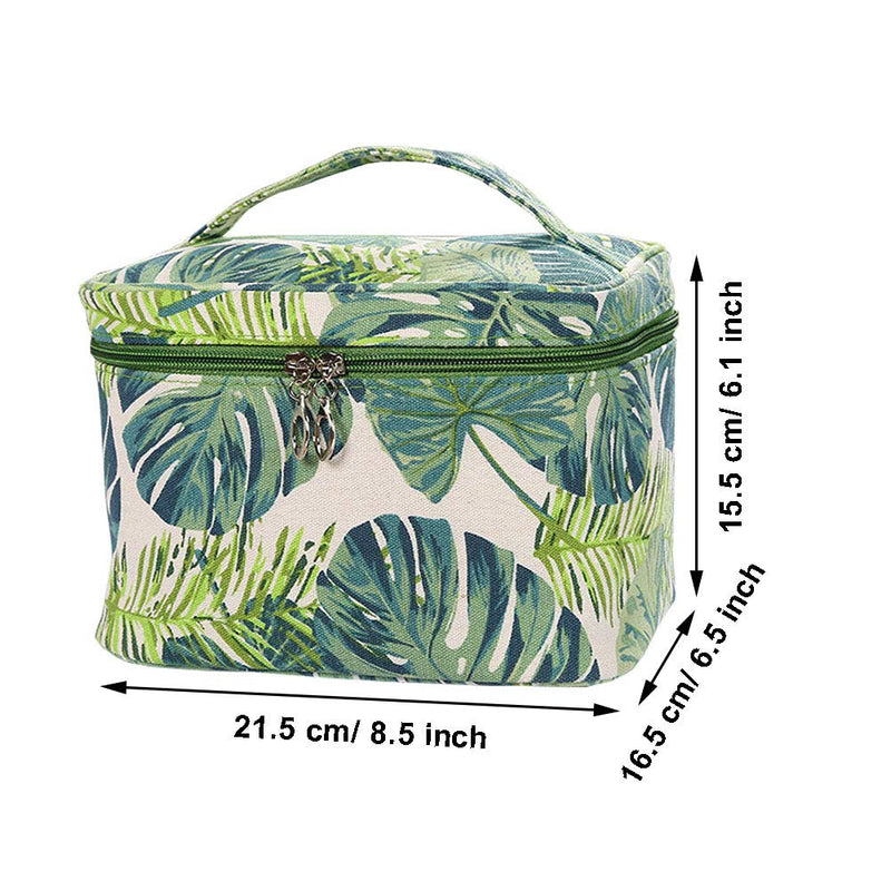 [Australia] - HOYOFO Large Makeup Bag Tropical Canvas Cosmetic Bags Travel Toiletries Storage Pouch Clutch Purse for Women, Green AL 