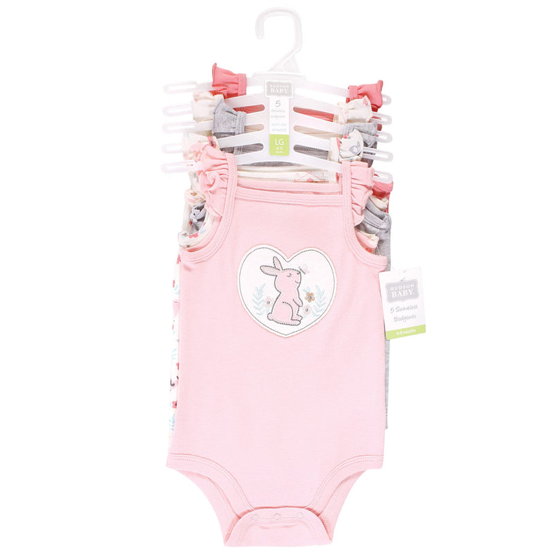 [Australia] - Hudson Baby Unisex Baby Cotton Sleeveless Bodysuits 0-3 Months Sweet Bunny 