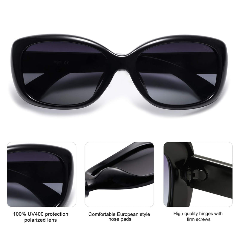 [Australia] - SOJOS Vintage Square Sunglasses for Women Polarized UV Protection Havana Frame SJ2111 Black Tortoise 57 Millimeters 