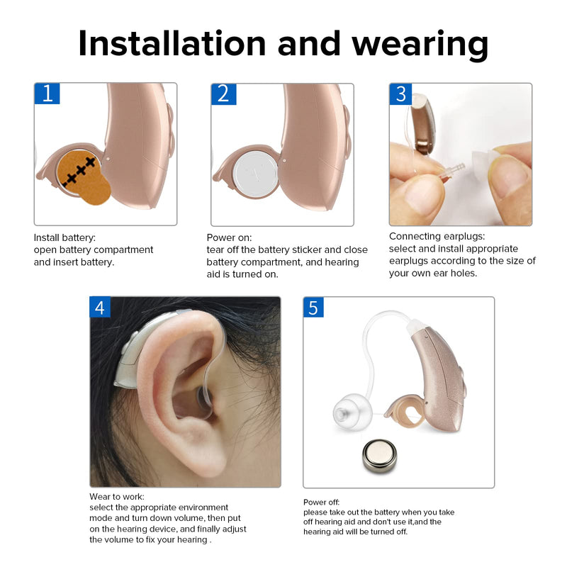 [Australia] - Hearing Aids, 16 Channel Digital Chip, High Fidelity Sound Quality, Noise Reduction, Feedback Cancellation, Ultra-Lightweight Hearing Amplifiers for Adults Hearing Loss (1 Pcs) 