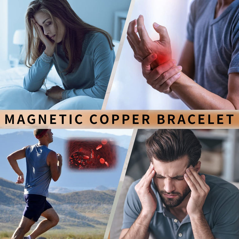 [Australia] - BioMag Copper Bracelet for Men Magnetic Bracelet,Copper Wristband with Ultra Strength Magnets,8.6inches Adjustable with Tools Copper Black 
