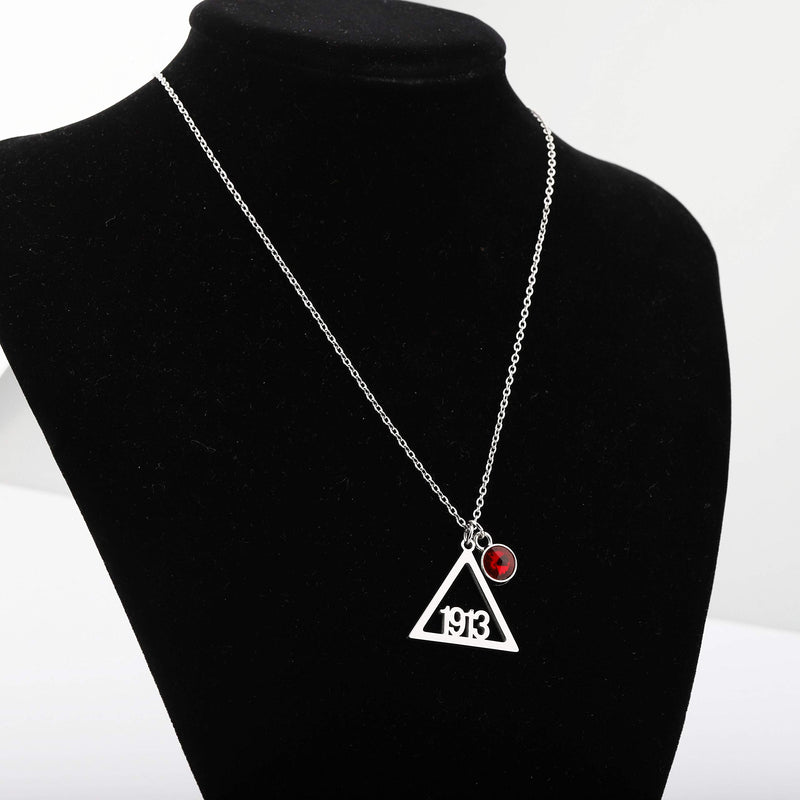 [Australia] - BAUNA Delta Sigma Theta 1913 Necklace Red Rhinestones DST Necklace Jewelry for Sorority Girls 