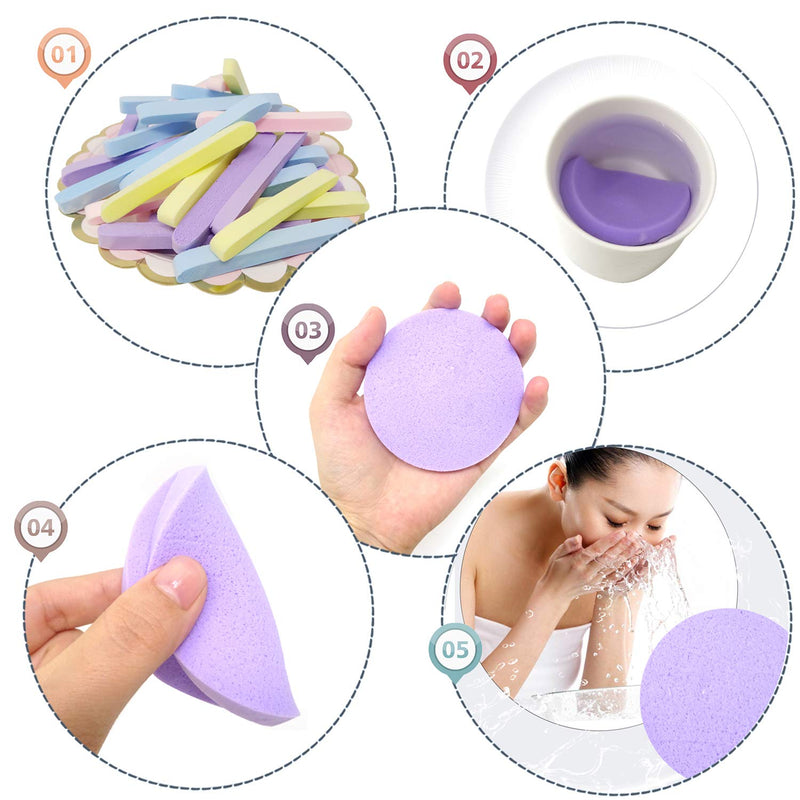 [Australia] - Honbay 48PCS Compressed Facial Sponge Sticks Round Face Sponge Pads Makeup Removal Wash Sponges for Women 