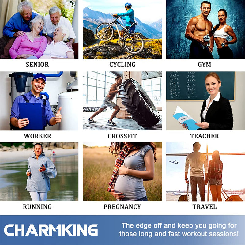 [Australia] - CHARMKING Compression Socks for Women & Men Circulation (8 Pairs)15-20 mmHg is Best Support for Athletic Running,Cycling Large-X-Large 10 Black/Black/Black/Black/Grey 
