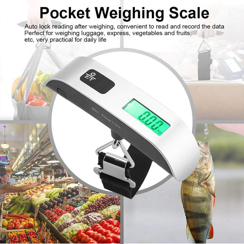 [Australia] - Portable Digital Scale,Mini Size LCD Digital Electronic Hanging Scales Portable Hook Weighing Balance Max. Load 50Kg 