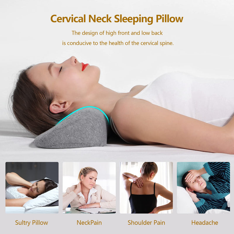 [Australia] - Heated Neck Stretcher Cervical Traction Device Pillow for Neck Pain Relief and Cervical Neck Pillow for Sleeping Neck Bed Pillow 