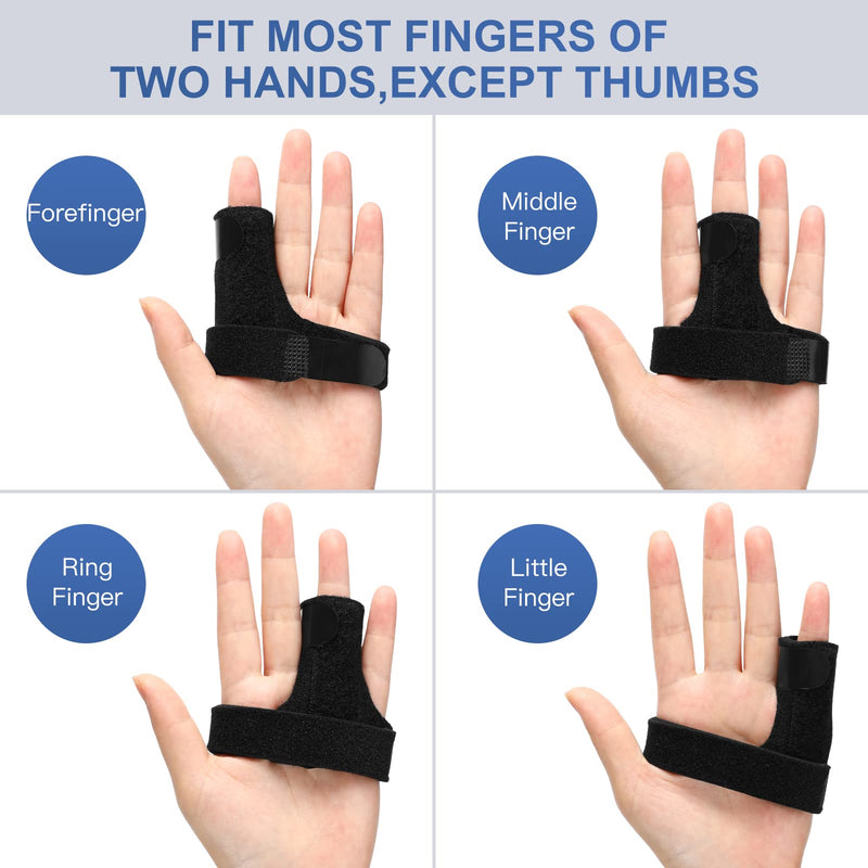 [Australia] - Trigger Finger Splint Knuckle Brace: 2 Pieces Adjustable Finger Padded Straightener for Right and Left Hand Index Middle Ring Pinky Support for Alleviating Finger Locking Popping Bending Stiffness Tendon Release and Pain Relief 