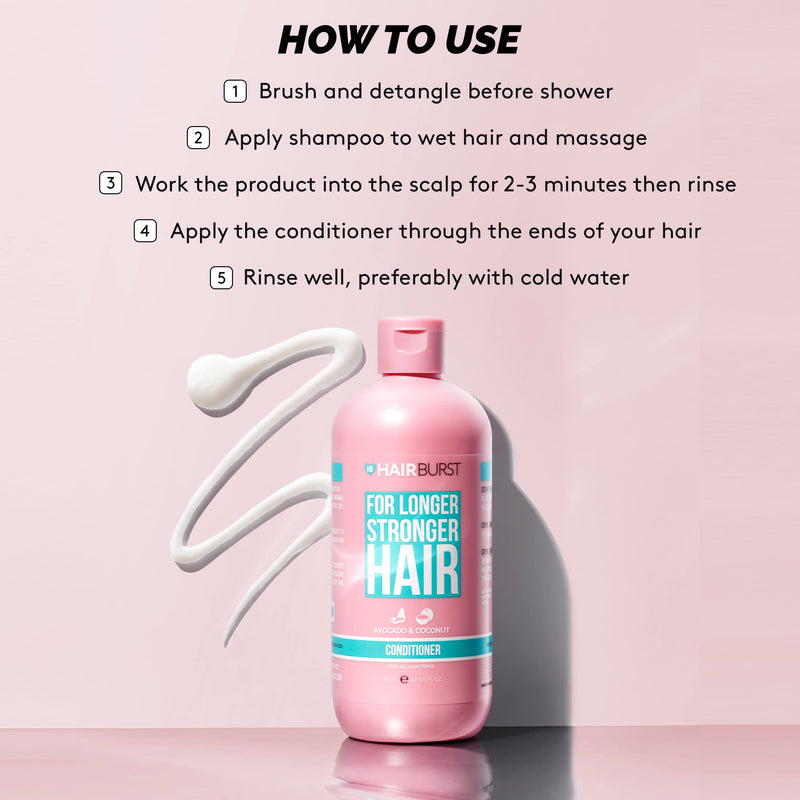 [Australia] - Hairburst Hair Growth Conditioner For Woman - Reduces Hair Loss - Strengthens Existing Hair Growth - Contains No SLS and Parabens - Coconut and Avocado Aroma - New Bigger Bottles 350ml 