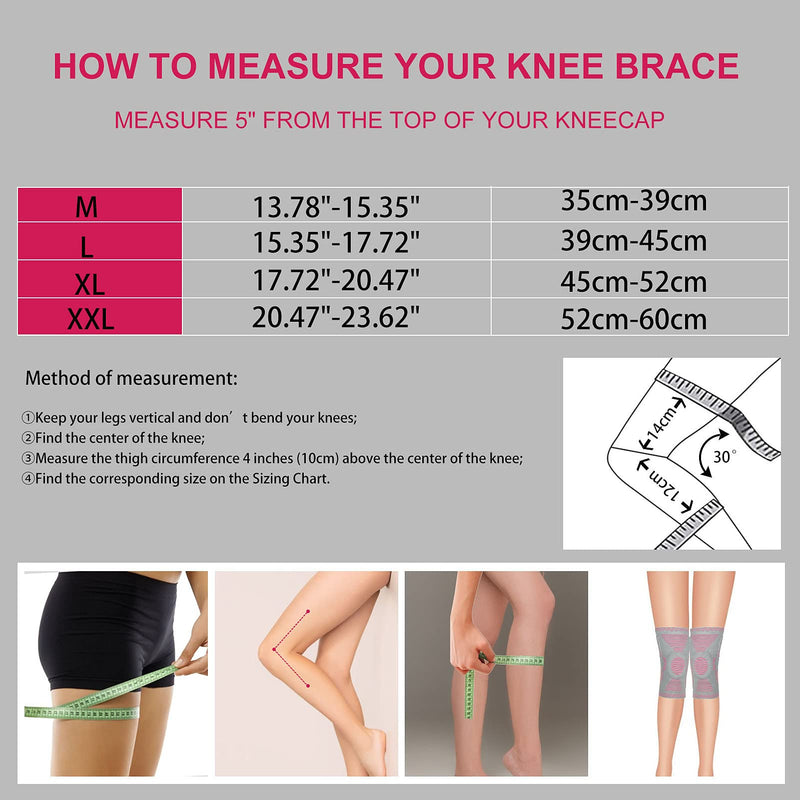 [Australia] - Knee Brace Compression Sleeve with Strap Support -for Joint Pain and Arthritis Relief, Improved Circulation Compression for Meniscus Tear, Running, Basketball for Men & Women - Wear Anywhere - Single Medium grey/pink 