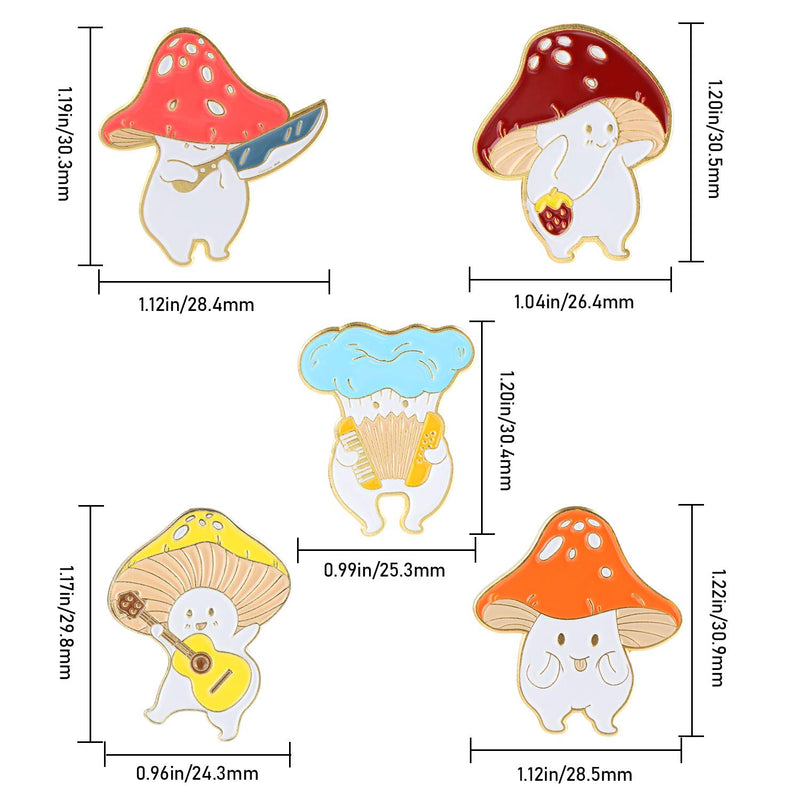 [Australia] - LTBLBY 5PCS Enamel Pin Brooches Set Cute Mushroom Lapel Badge Funny Cartoon Enamel Pin for Cloths Hats Backpack DIY Decoration 