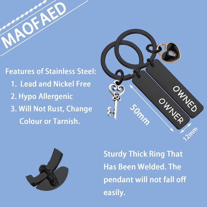 [Australia] - MAOFAED Couple Keychain Set Owner and Owned Keychain BDSM Gifts Daddydom Gift DDLG Gifts Babygirl Gift Couple Gift owner owned black 