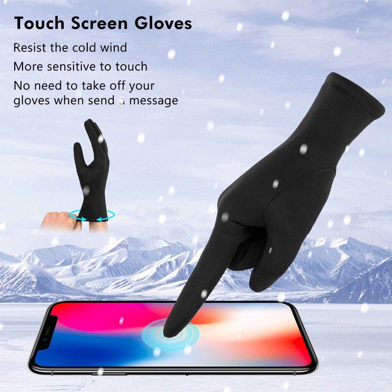 [Australia] - WANSIHE - Winter Gloves for Women, Touch screen warm Soft and Stretch Black 