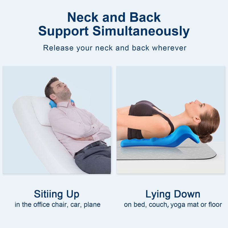 [Australia] - Neck and Shoulder Relaxer with Upper Back Massage Point, Cervical Traction Device Neck Stretcher for TMJ Pain Relief and Cervical Spine Alignment Chiropractic Pillow (Blue) Blue 