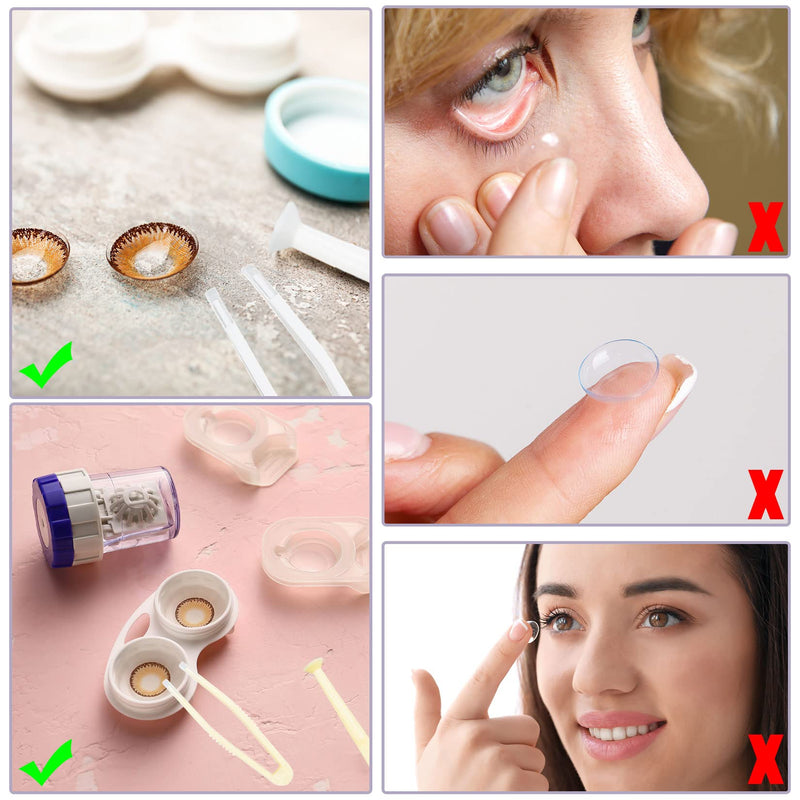 [Australia] - 4 Pack Contact Lens Remover and Inserter Tool for Soft Lenses, Portable Contact Lens Applicator with Tweezers & Storage Case for Outgoing, Travelling - White & Yellow 