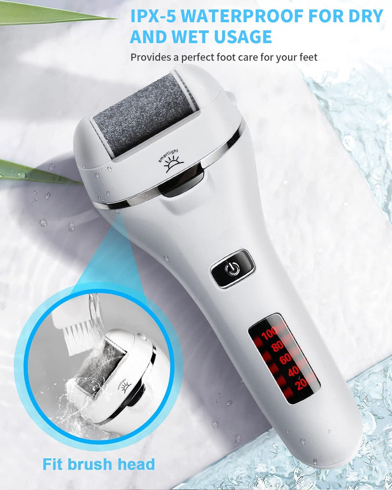 [Australia] - Electric Foot File, Vxdoirk Rechargeable Waterproof Feet Hard Skin Remover Foot with 3 Replacement Rollers and 2 Speeds,Battery Display Dry Dead Skin Remover feet For Foot Care 