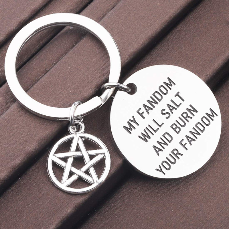 [Australia] - CENWA Supernatural Inspired Jewelry Supernatural Quote My Fandom Will Salt and Burn Your Fandom Keychain SPN Jewelry Gift for Supernatural Fans Sam Dean Winchester Gift 