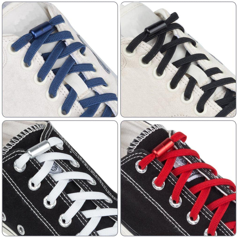 [Australia] - Feibmir 6 Pairs No Tie Elastic Shoelaces, Universal Shoe Laces for Kids and Adults,Tieless Flat Shoelaces for Running Shoes with Metal Lock flat-shaped 