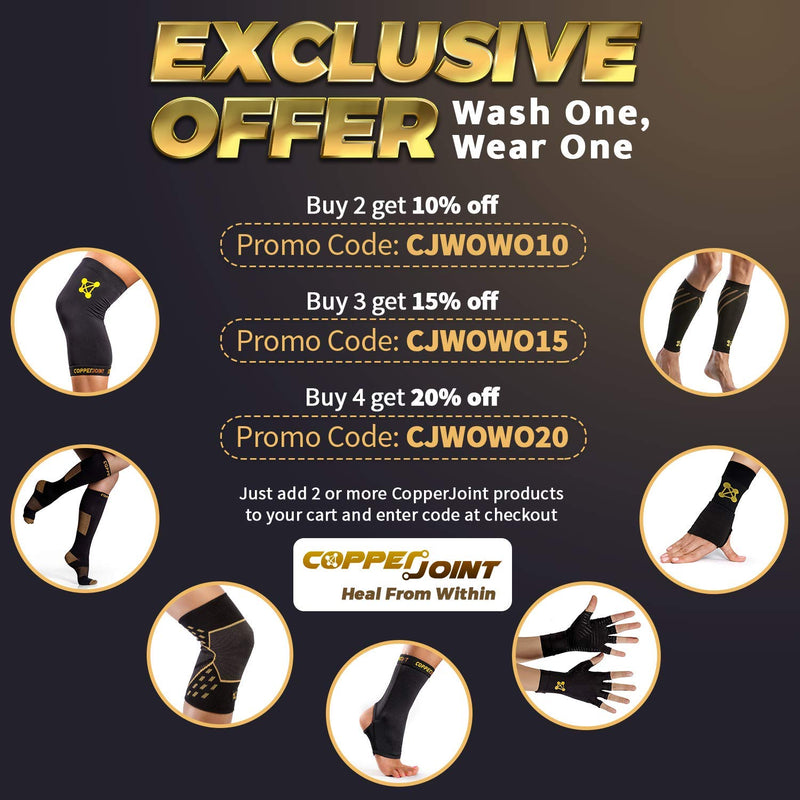 [Australia] - Calf Compression Sleeves for Men & Women - Leg Sleeve and Shin Splints Support - Ideal for Leg Cramp Relief, Varicose Veins, Running - 20-30mmHg Copper-Infused Nylon by CopperJoint - Large 