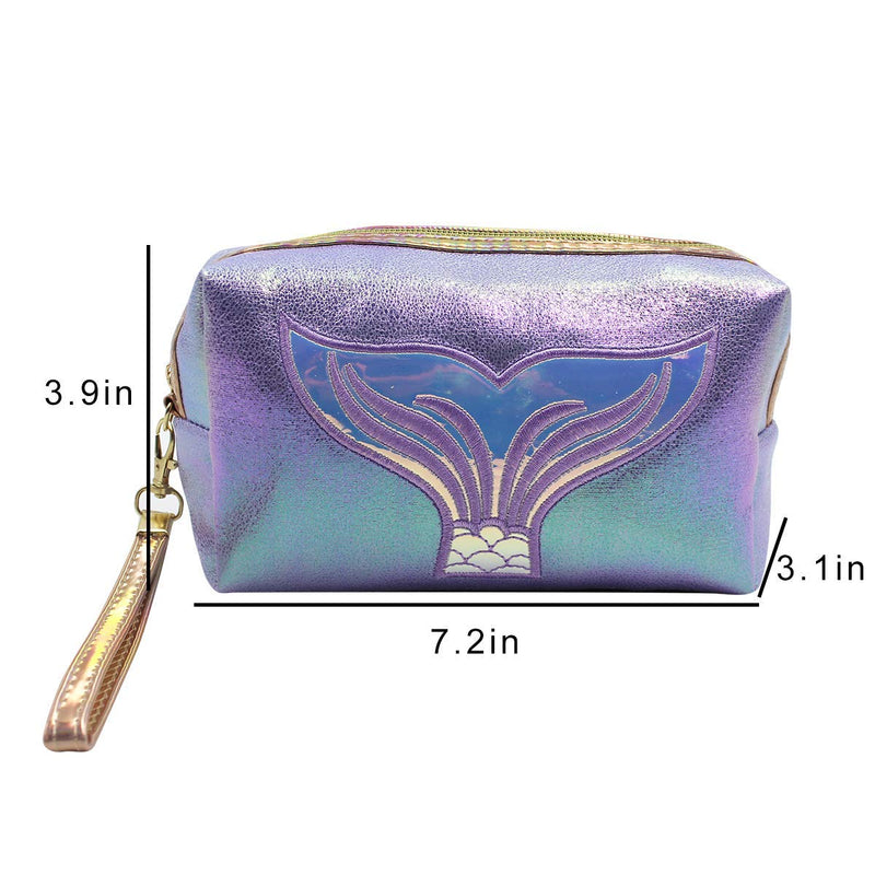 [Australia] - mosstyus Holographic Cosmetic Bag Travel Toiletry Organizer Mermaid Storage Purse Small Make up bags for Girls Blue 