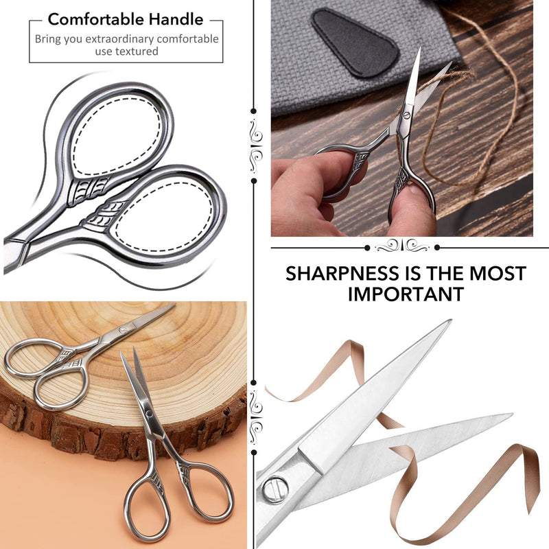 [Australia] - Small Embroidery Scissors, High Precision Craft Sewing Sharp Scissors for Art Work Threading Beard, Ear, Nose, Moustache Trimming with PU Case 