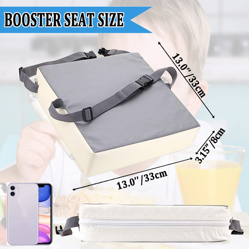 [Australia] - Booster Seat for Dining Table Dismountable Washable Highchair Booster Cushion Chair Heightening Seat Pad with 2 Straps Safety Buckle for Kids (Grey) Grey 