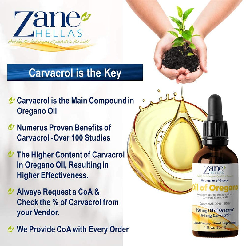 [Australia] - Zane Hellas 100% Undiluted Oregano Oil. Greek Essential Oil of Oregano .86% Min Carvacrol. 164 mg Carvacrol Per Serving. Probably The Best Oregano Oil in The World. 1 fl. oz.- 30 ml 