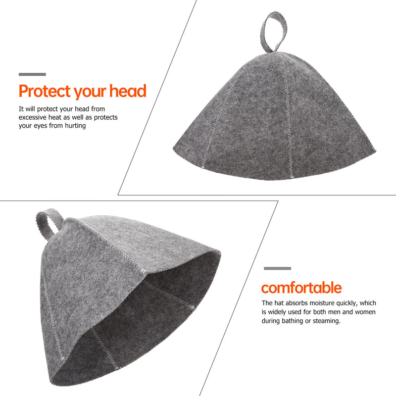 [Australia] - FOMIYES Original Wool Sauna Hat for Women and Men 2 Pack 100% Natural Felt Sauna Accessories Grey 
